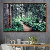 Framed Canvas Wall Art Rustic Woods Brown Dark Dramatic Forest Group Nature Photography Realism - 16x24 inches