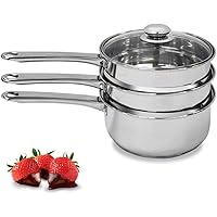 Double Boiler & Steam Pots for Melting Chocolate, Candle Making and more - Stainless Steel Steamer with Tempered Glass…