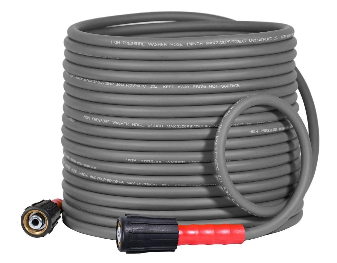Photo 1 of YAMATIC Super Flexible Pressure Washer Hose 50FT 1/4", Kink Resistant Power Washer Hose Replacement for Flexzilla Uberflex Ryobi Genarac Troy Bilt Leak-Free M22 Fittings, 3200 PSI, Grey