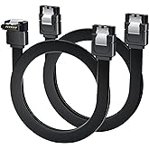 BolAAzuL 2-Pack SATA Cable III Straight &amp; Right Angle | 18 Inch, 7 Pin, 6Gbps, Black, w/ Locking Latch, for SATA Hard Drive, HDD, SSD, CD Driver, CD Writer
