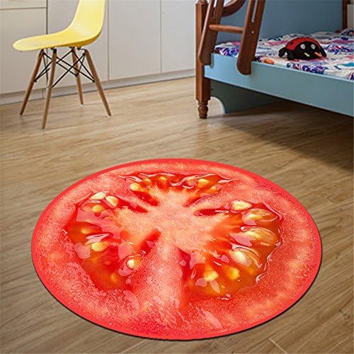 Demissir Vibrant 3D Tomato Printing Non-slip Round Rug Pads For Living Room Home Mat (3"4")