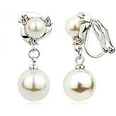 Acefeel Clip On Earring For Women Pearl Non Pierced Clip Earrings