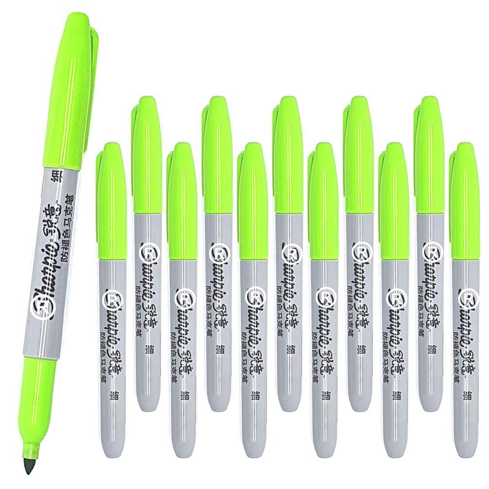 12 x Sharpie Permanent Marker Pens | Fine Point | for Metal, Paper and Plastic | Lime Green [ASIA IMPORT]