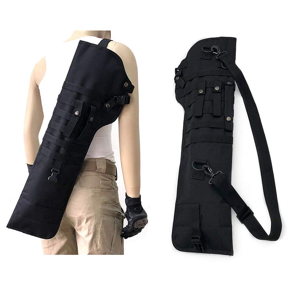 HWZ Tactical Pistol Scabbard Holster Molle Rifle Sling Case Bag Tactical Shotgun Outdoor Hunting 28.35inch x 1.19inch x 9.85inch (black)