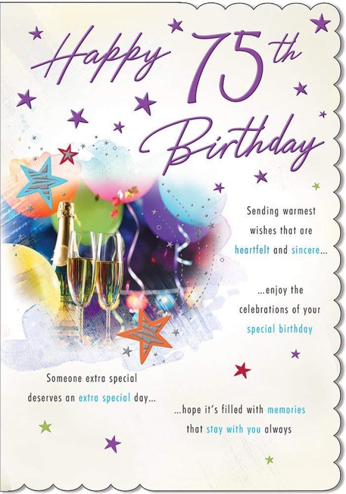 Piccadilly Greetings Traditional Milestone Birthday Card Age 75 - 9 x 6 inches