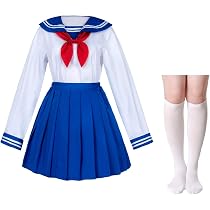 Amazon.com: Japanese School Girls Sailor JK Uniform Bule Pleated ...