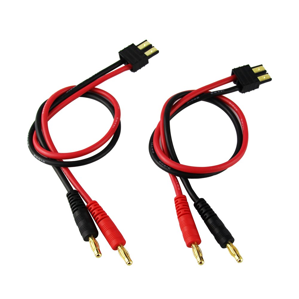 OliYin 2pcs Male TRX Connector to 4.0mm Gold Plated Banana Connector with 14AWG Silica Gel Charge Cable L 30cm(pack of 2)