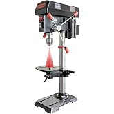 BUCKTOOL 12-Inch Benchtop Drill Press, 6-Pole Motor, 3/4 HP, 360-2000 RPM | 3-1/8-Inch Spindle Travel, High Torque, Laser, LED Work Light and Digital Speed Readout for Metalworking and Woodworking