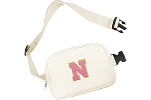 Aganmi Chenille Letter Crossbody Bags for Women Trendy, Waterproof Fanny Packs for Women Cross Body, Initial Letter Belt Bag with Multiple Inner Pockets and Adjustable Strap,N