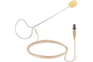 PYLE-PRO On-Ear Audio Condenser Microphone - Portable Omnidirectional Wired Headset Condenser Mic With 4 Pin Mini XLR Cable and Windscreen - Works with Shure System - PMEMS10 (Skin Tone), Beige