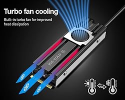 ineo Aluminum M.2 2280 SSD Heatsinks with 20mm Fan