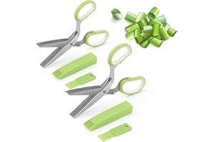 Herb Shears, Kitchen Salad Scissors Stainless Steel with Cover, Herb Scissors Upgrated Grinding Kitchen Shears for Chopping C