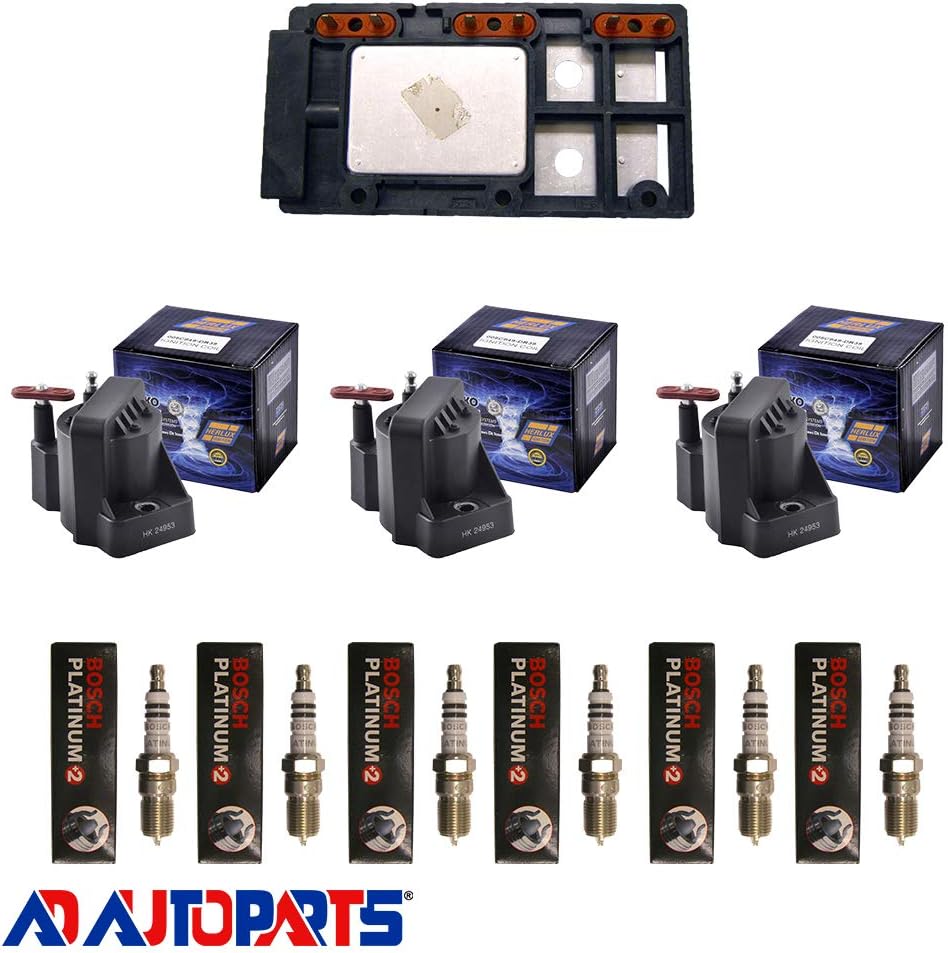 Herko LX364 Ignition Control Module + 3 Herko B005 Ignition Coils + 6 Platinum +2 Spark Plugs 4305