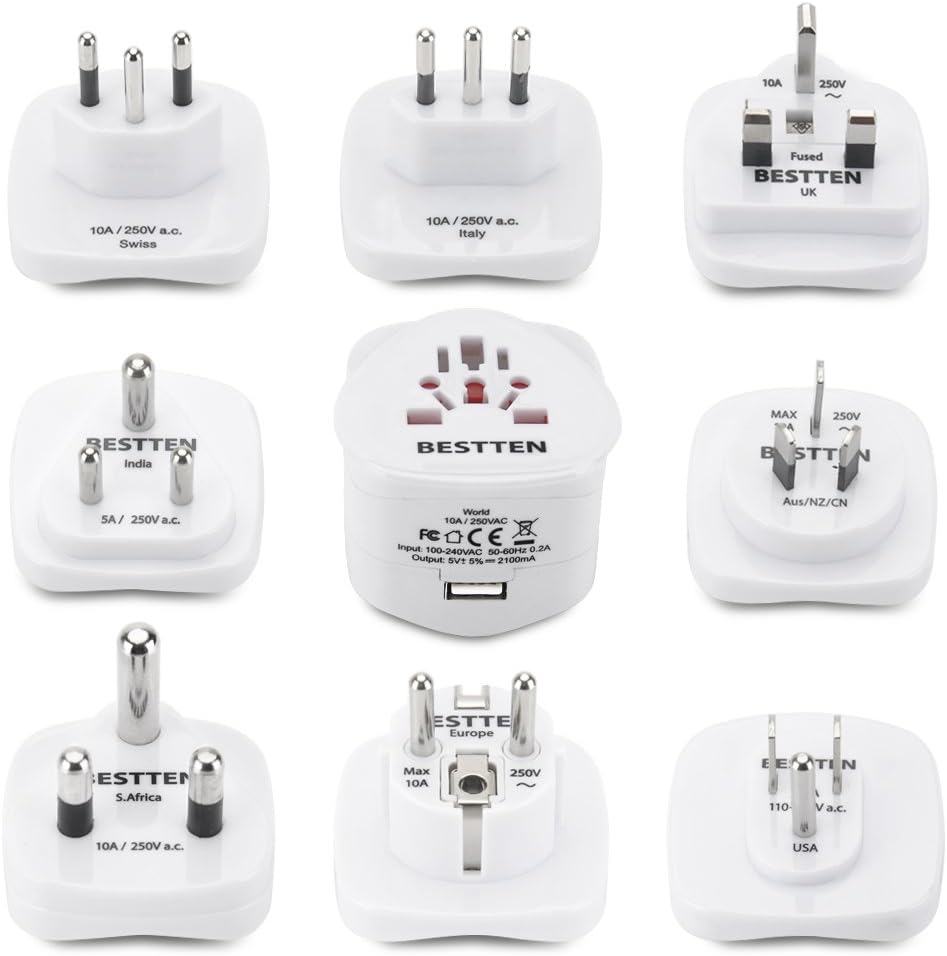 5pc Pack White BESTTEN 1875W Voltage Converter Transformer and