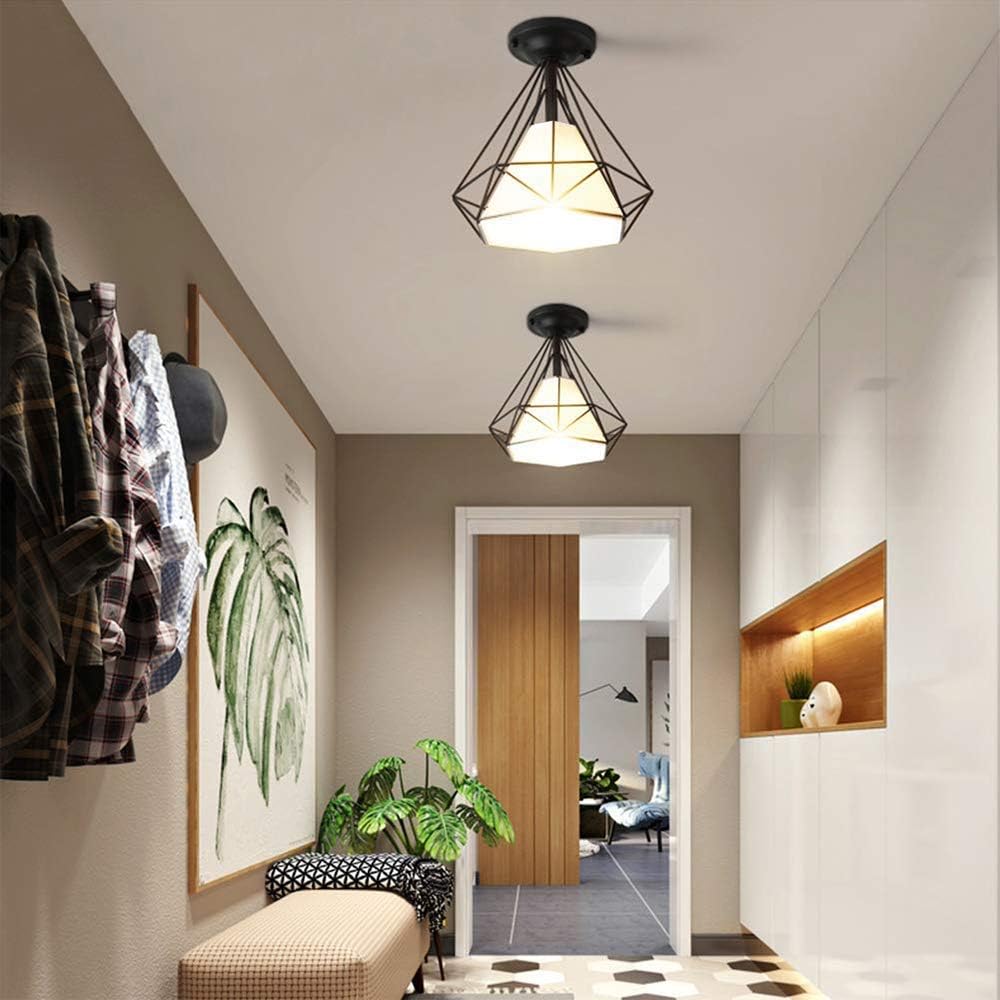 2 Pcs Lámpara de Techo Industrial Vintage ⌀200mm Simple Plafón Diamante