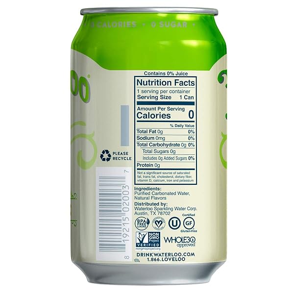 WATERLOO SPARKLING WATER WATERLOO LEMON-LIME SPARKLING WATER, 12 FL OZ