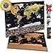 XL Scratch Off World Map - Travel Map Scratch Off Poster | US States & 252 Flags | 33.5