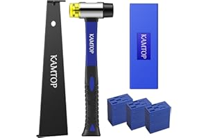 Kamtop Laminate Wood Flooring Installation Tools - 63 Pcs Laminate Flooring Repair Kit with 60 Floor Spacers, Floor Fitting Tool Double Faced Mallet, Rubber Tapping Block, Heavy Duty Pull Bar