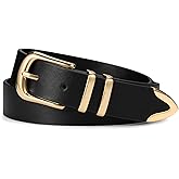 VATAN Women Leather Belt for Jeans Dresses Pants Fashion Ladies Casual Waist Belt with Gold Buckle