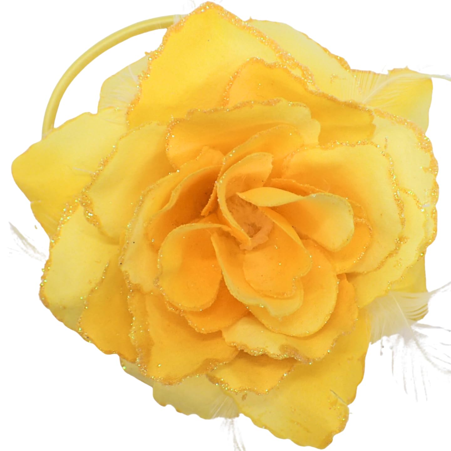 Topkids Accessories Rose Flower Hair Clip Hairband Floral Corsage Fascinator Hair Band Aligator Beak Grip for Women & Girls Wedding Prom Party Special Occasion (Yellow 2Tone)