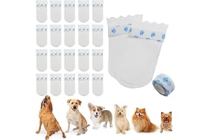 AGTIAAI 20PCS Disposable Dog Booties,Disposable Waterproof Dog Boots for Paw Protection Foot Covers for Cats Shoes Self-Adhesive Adjustable Straps(Bandage L)