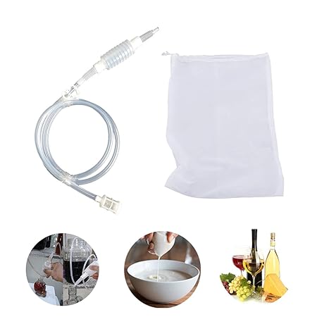 AiYoYo Silikon Weinheber mit Wein Schlauch Filter und Klemmhalter Lebensmittelqualität Siphonröhre mit Abfüllen Weinfilterung