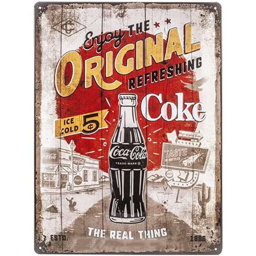 Nostalgic-Art Retro Tin Sign 30x40cm Coca-Cola - Original Coke Highway 66 - Gift Idea for Coke Fans Metal Vintage Design