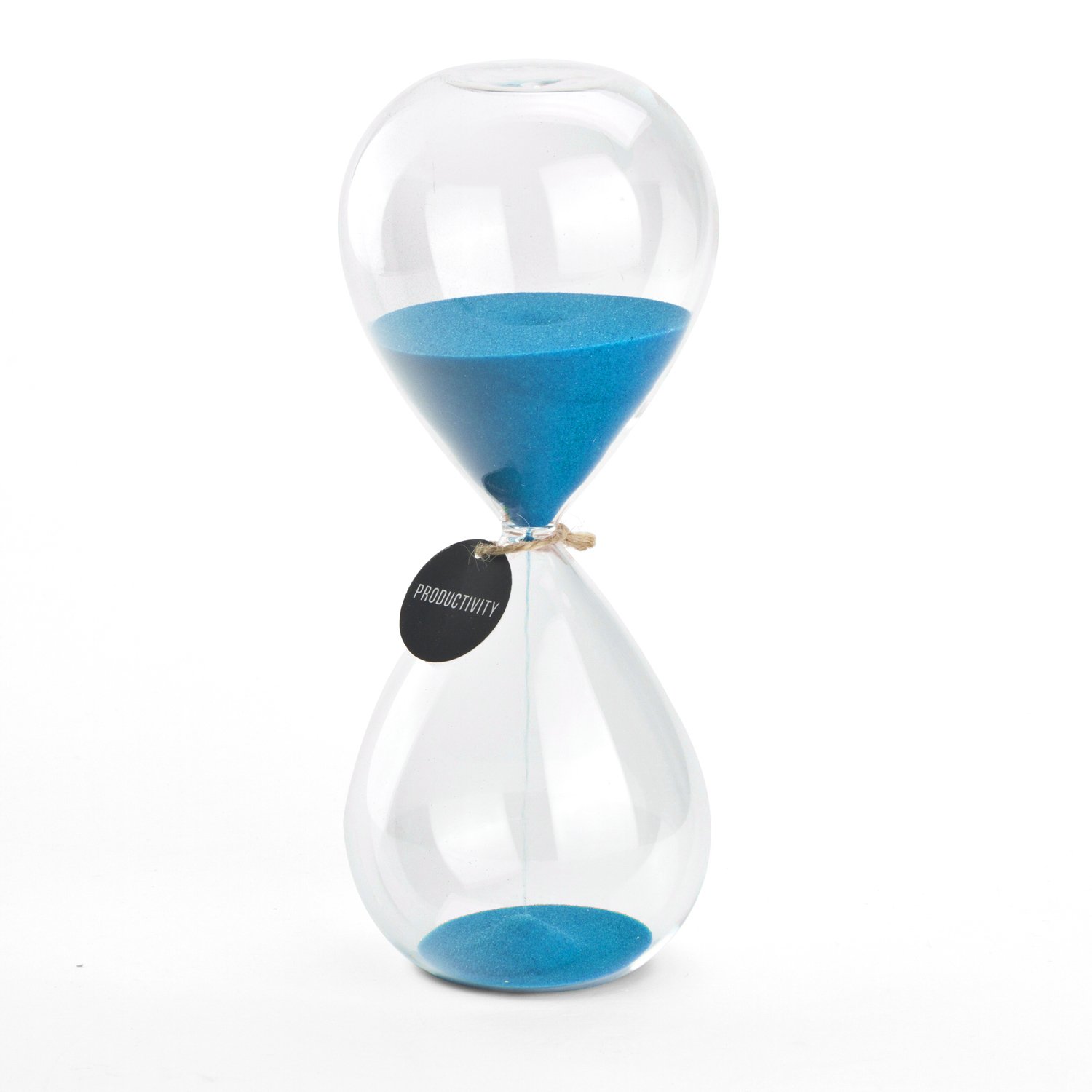 Hourglass Sand Timers - SWISSELITE Biloba Hourglass Sand Timer Inspired Glass/Home, Desk, Office Decor (Blue color,15 mins)