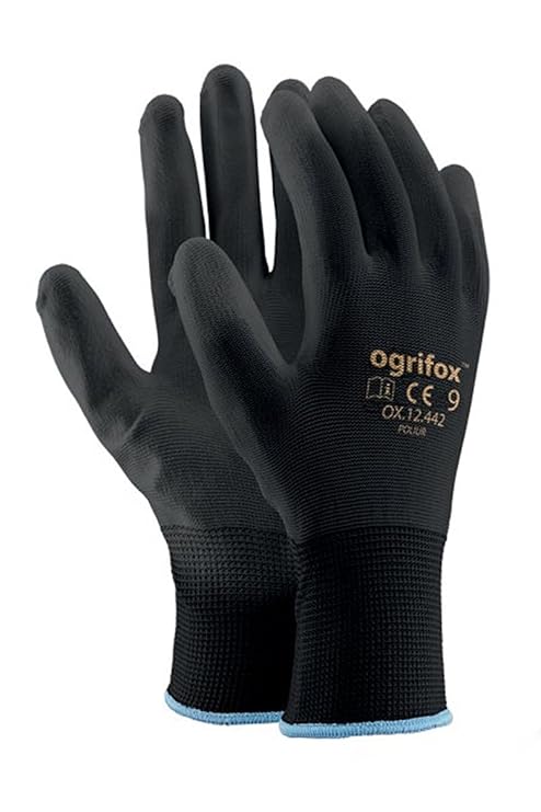 24 Paar PU beschichtet Nylon Arbeitshandschuhe. Garten-, Builders, Mechaniker, L (9), schwarz