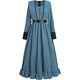 FCCAM Victorian Dress for Women Long Sleeve 1800s Edwardian Dress Ruffle Maxi Medieval Renaissance Costume