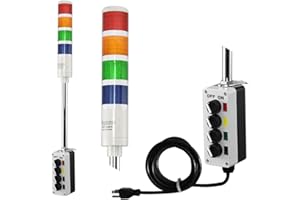 Signaworks 4 Stack Super Bright LED Andon Tower Light, Off-Steady, Red/Amber/Green/Blue, 8 ft Industrial Power Cord, Plug & Play Ready, 3 Prong Plug Meets OHSA Standard * Assembled in USA *