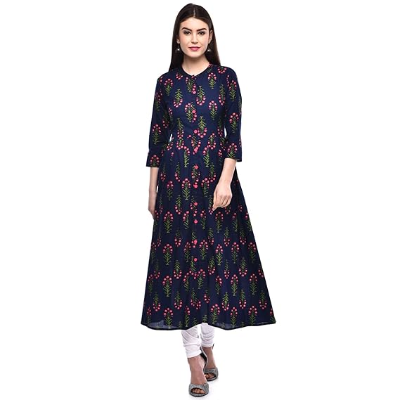 Women's A-Line Cotton Kurta (BLUE)