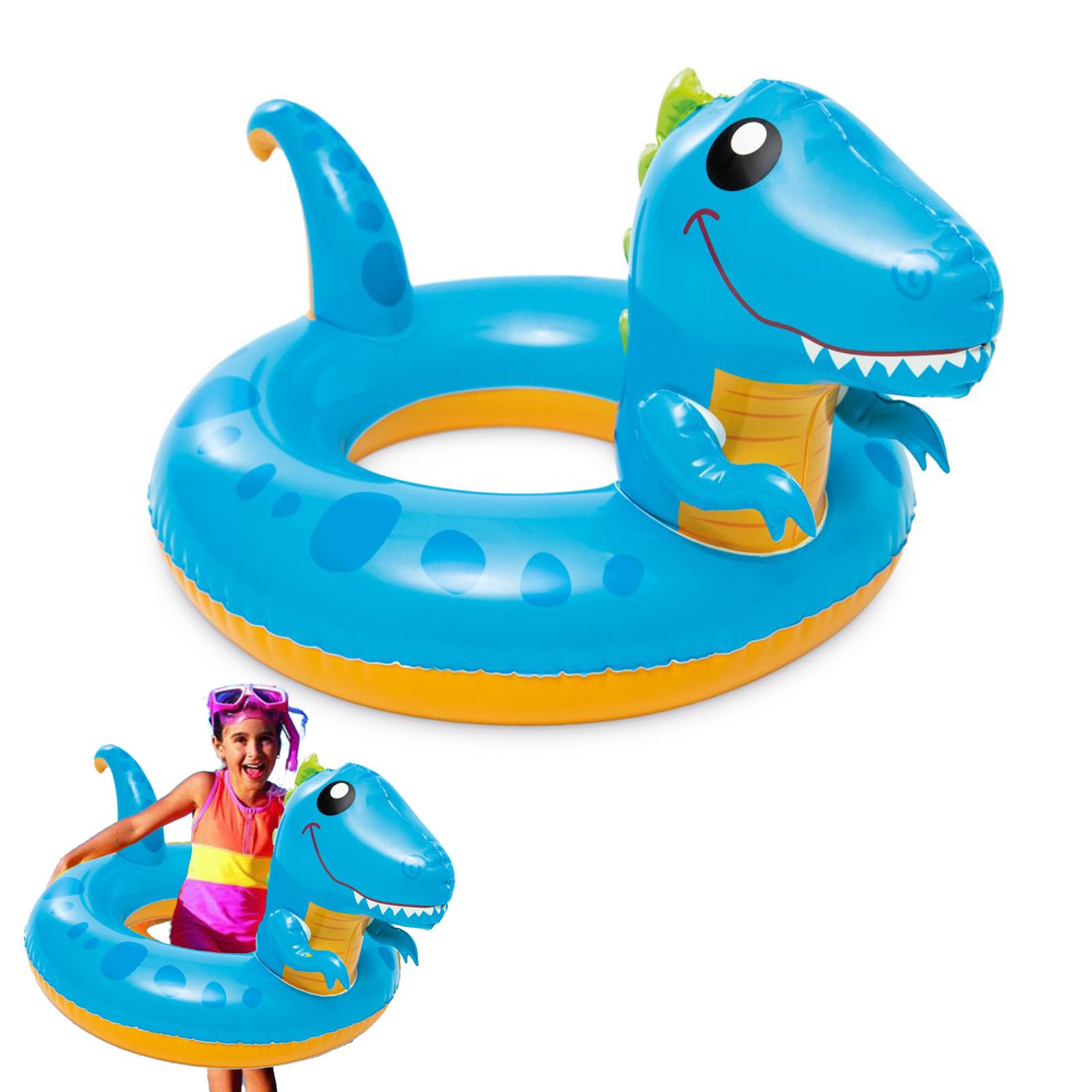 MORAINJAY Dinosaur Swimming Ring for Kids 3-6,58CM/22.8″ Inflatable Pool Float for Swimming Pool,Summer Water Toys for Swimming Pool,Durable Rubber Ring for Summer Beach Pool Water Party
