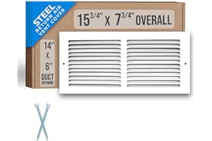 Fits 14x6 Duct Opening | Steel Return Air Grille by Handua | Vent Cover Grill for Sidewall and Ceiling | White | HVAC Cold Air Intake Grille | Outer Dimensions: 15.75"W X 7.75"H