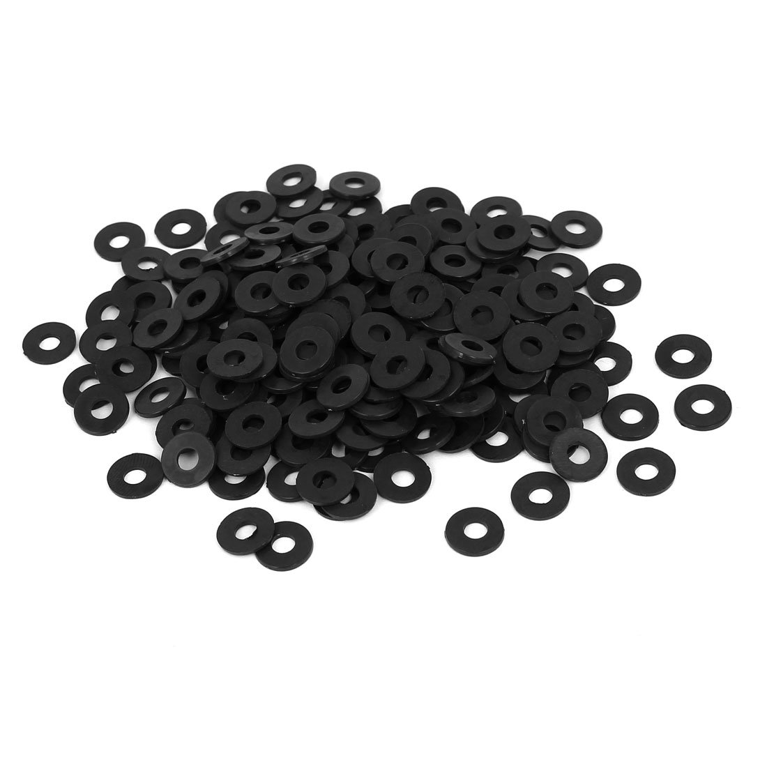 Sourcingmap M4 x 10mm x 1mm Nylon Flat Insulating Washers Gaskets Spacers Fastener for Faucet Pipe Water Hose Black 300PCS