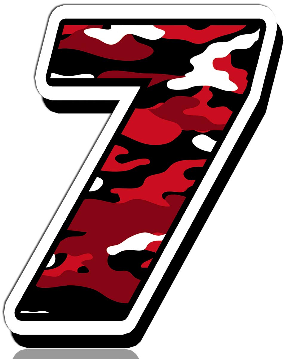 Biomar Labs® 1 x Vinyl Decal Sticker Red Military Camouflage Auto Moto Motocross Motosport Start Racing Number 7 Rally Race Car Bike Motorcycle Tuning N 227