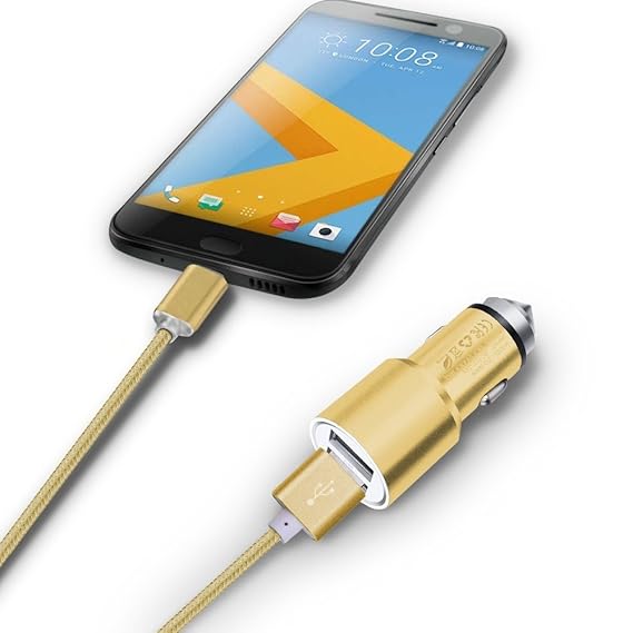 I-Sonite (Gold Auto-Ladegerät und 1M Micro-USB-Kabel für ZTE Axon Pro