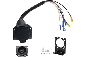 ANTO 7 Wire to 7 Way RV Trailer Light Custom Plug Wire Harness Electrical Quick Converter Adapter with Mounting Bracket