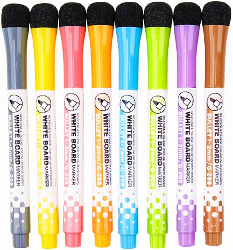 SIQIMI Magnetic Markers Low Odor White Board Markers with Erasers for Kids Teacher Stationery Supplies Pack of 8