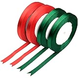 Satin Ribbon for Craft, 100 Yards Xmas Wrapping Ribbon Red and Green Ribbon Roll for DIY Gifts, Hair Bows, Craft Fabric,Wedding Decorations, 10 mm Wide (A)