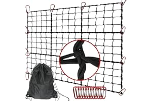 nice-won 4'x6' Heavy Duty Cargo Net - Stretches to 8' x 12', 10mm Thick Cord Bungee Cargo Netting for Truck Bed & Roof Rack, Includes 12 Steel Carabiners
