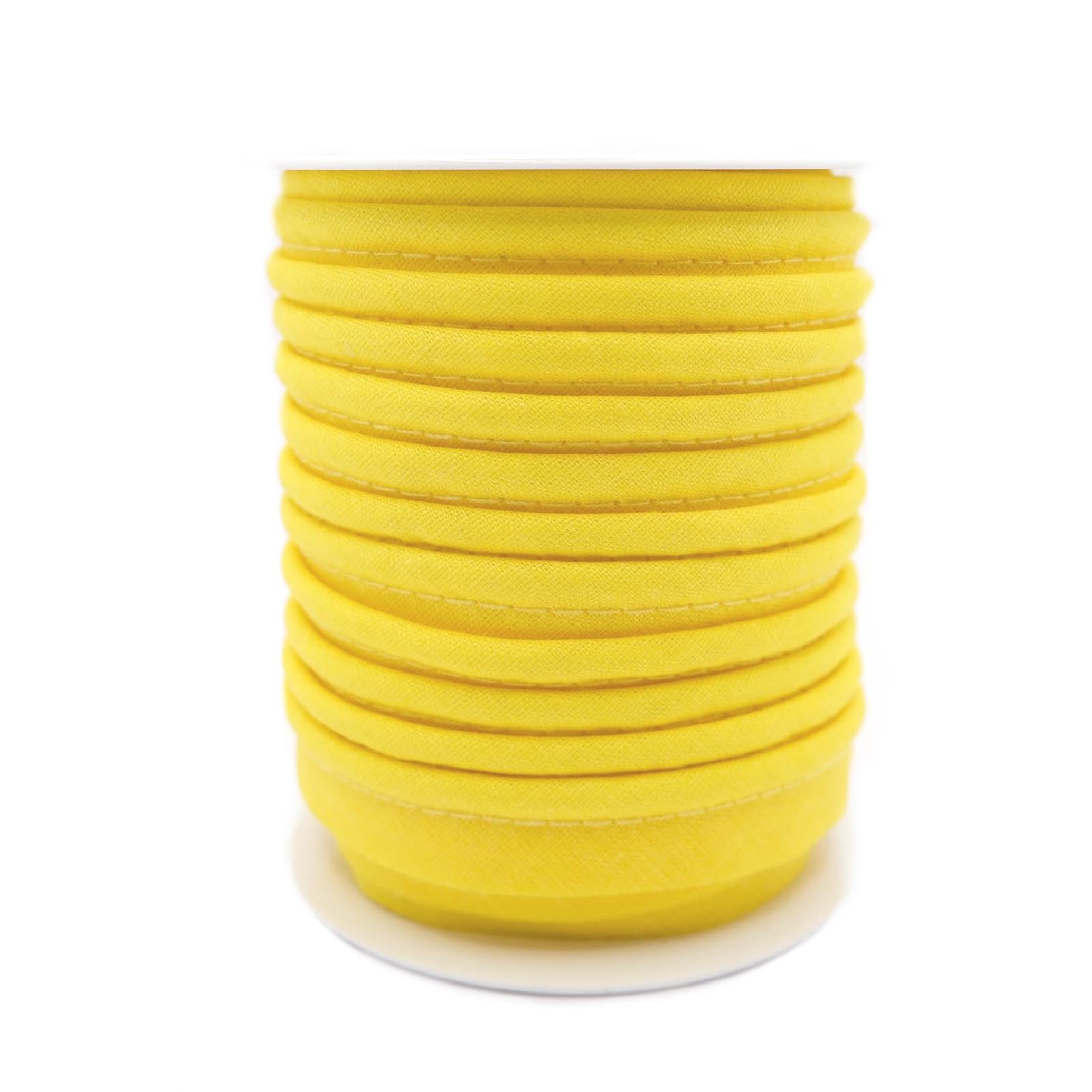 TEXTEX = Piping for Sewing, Decoration, and Crafts. Composition 50% Cotton and 50% Polyester. Total Width of 15mm, Cord of 5mm, and Flap of 10mm. 10 Meter Reel - (Yellow)