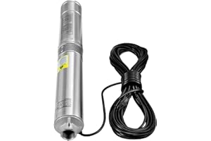 Uargd Deep Well Submersible Pump, 0.5HP 115V 60Hz, 28GPM Flow Rate, 167 ft Max Head, Includes 33ft Power Cord, 4-inch Stainle