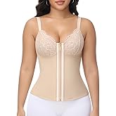SHAPSHE Waist Trainer for Women Tummy Control Corset Shapewear Workout Waist Cincher Faja Body Shaper with Lace Bra Tan