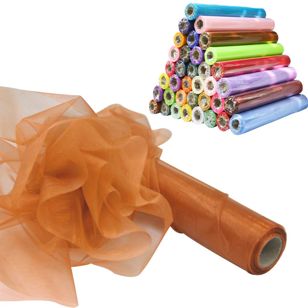 Time to Sparkle 26M x 29cm Sheer Organza Roll Sash Fabric Table Runner Sashes Chair Cover Bows Swags Wedding Party - Almond — image 1