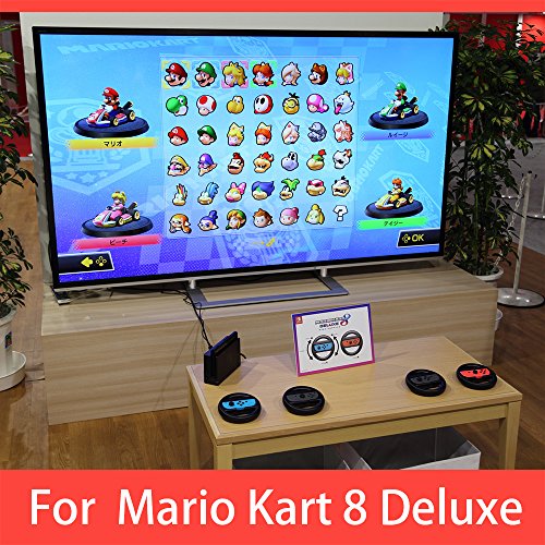Switch Wheel, Lammcou Joy Con Racing Steering Wheel Handle Grip for Nintendo Switch Controller in Nintendo Switch Games Mario Kart 8 Deluxe,Gear.Club Unlimited, Monster Jam Crush It,GRIP -Blue&Red