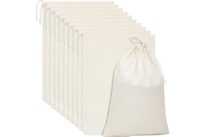 15 Packs Muslin Bags Cloth Bags with Drawstring Canvas Large Storage Bags Bulk Cotton Reusable Grocery Bags DIY Craft Sachet 