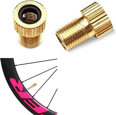 Gunwon 2Pcs Bike Valve Adaptor Brass Presta to Schrader Gold