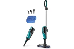 Kenmore SM2050 2-in-1 Steam Mop Hard Floor Cleaner with 2 Modes & 2pcs Washable Pads for Carpets, Rugs and Upholstery, Green