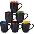Lifecapido Set of 6 Modern Black Ceramic Coffee Mugs, 16 Ounce Capacity, Perfect for Home Use